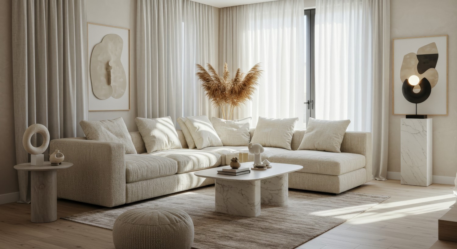 bezowy salon kanapa